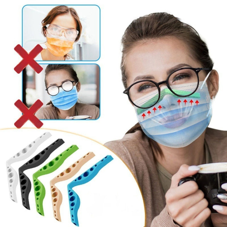 Mask nose clip bridge strips in several colors, shown with glasses and mask