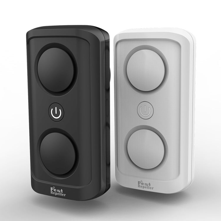 Black and white ultrasonic mosquito repellent units, dual speaker controls