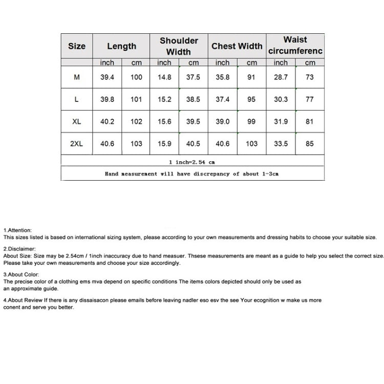 Protective gear size chart table with measurements for M, L, XL