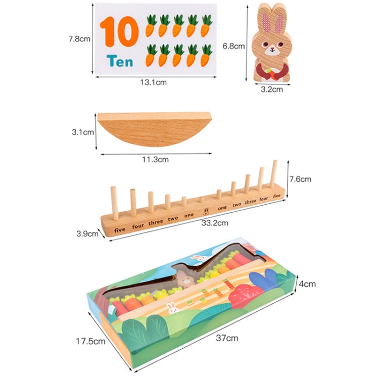 Rabbit balance math toy kit with wooden seesaw base and learning cards