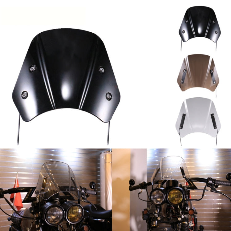 5-7 Inch Retro Motorcycle Windshield Universal Modified Windshield, Black, Smoky, Transparent