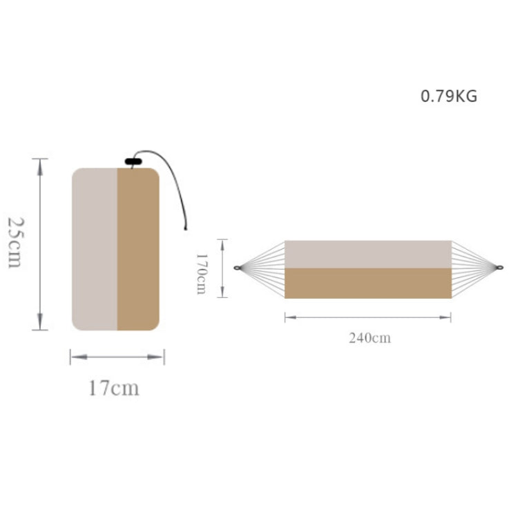 Inflatable hammock size diagram: 240cm long, 17cm wide, 0.79kg