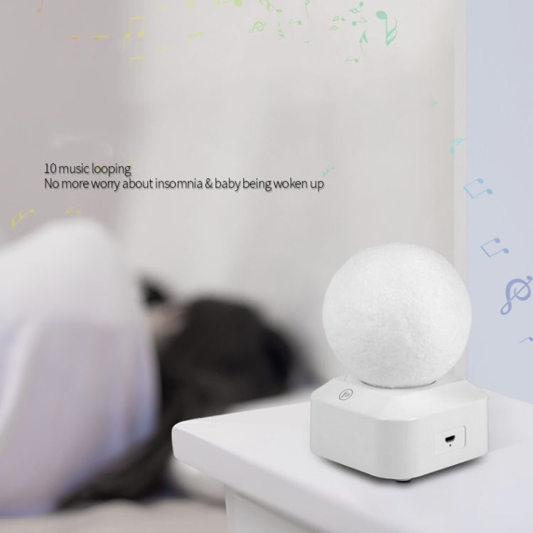 White moon music night light on small base with soft glow and control icons