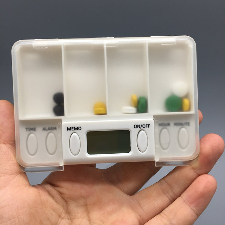 TF200 4-Cell Smart Timed Reminder Portable Plastic Pill Box Pill Storage Box
