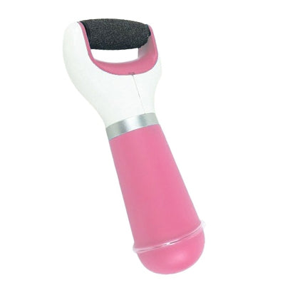 Pink electric foot grinder with black sanding roller head
