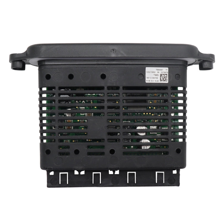 LED headlight control module rear view with vented black housing and label