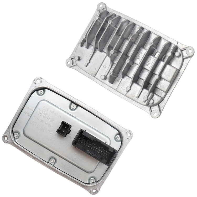 LED headlight control module pair showing front housing and open underside