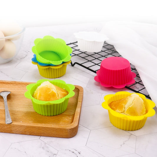 20 PCS DIY Baking Mold Macaron Lace Shape Silicone Cake Cup Pudding Egg Tart Muffin Cup Mold,Random Color Delivery, 20 PCS