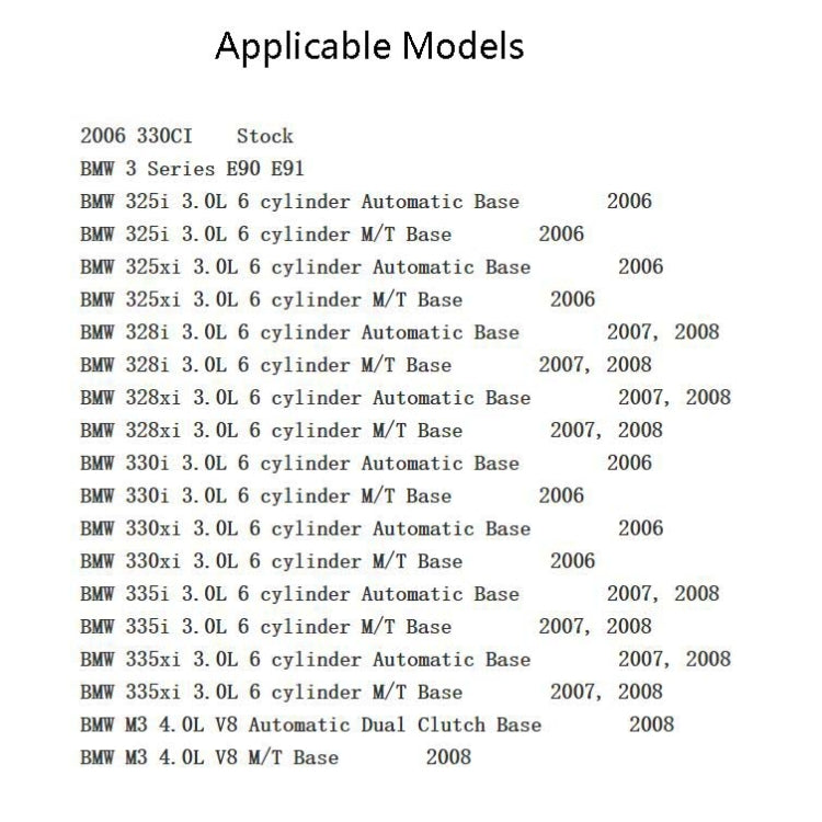HID headlight ballast compatible models list with model years shown