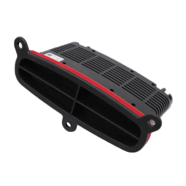 LED headlight driver controller module, side view with black housing and red gasket
