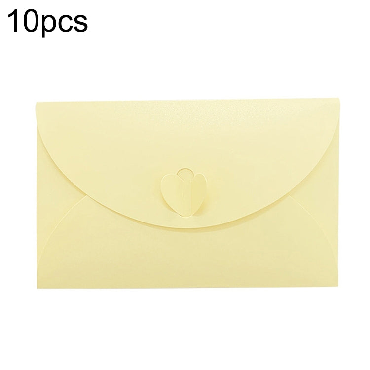 Cream paper invitation envelope with heart buckle clasp, set of 10