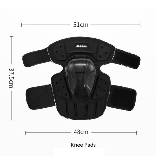 SULAITE Off-Road Motorcycle Windproof Warmth Drop-Proof Breathable Carbon Fiber Protective Gear, Knee Pads+Elbow Pads, Knee Pads