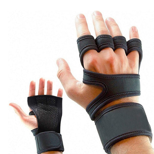 Half-Finger Sports Gloves Non-Slip Silicone Fitness Equipment Gloves Sports Compression Wristbands, S(Black), M(Black), L (Black), XL (Black)
