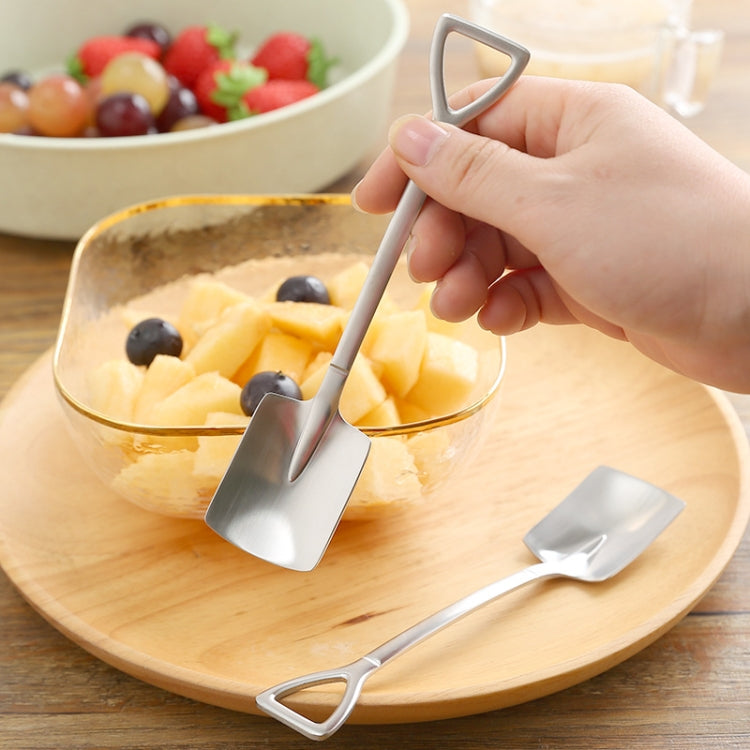Stainless steel shovel spoon with square scoop head and triangle-loop handle