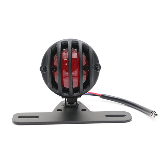Universal Retro Waning Tail Light Motorcycle Modified Rear Tail Light Brake Light, Black, Silver