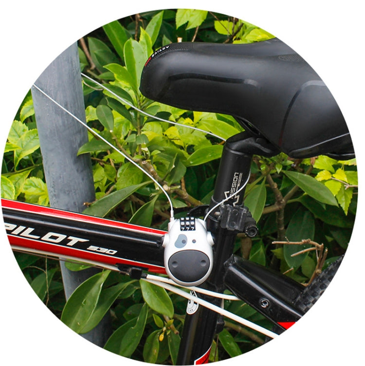 Cow-shaped password lock mounted on motorcycle near handlebars