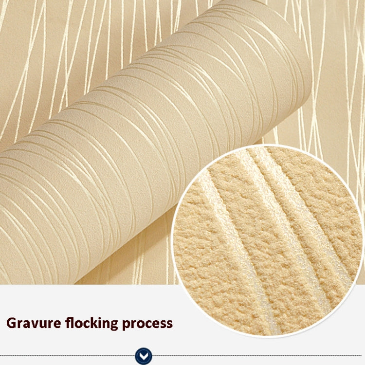 Beige self-adhesive non-woven wallpaper sticker with vertical wavy stripes texture detail