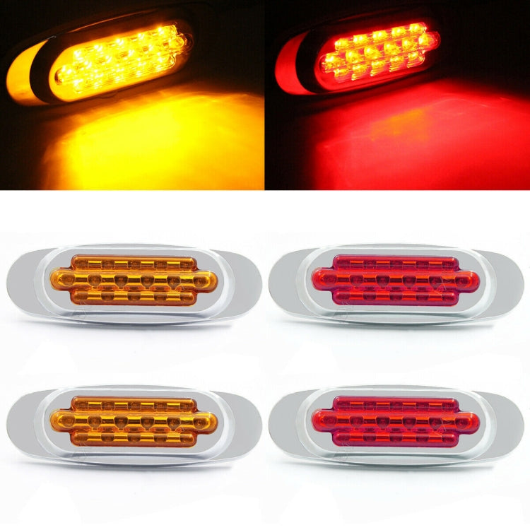 Set of red and amber LED side tail lights in white oval bezels (4-piece)