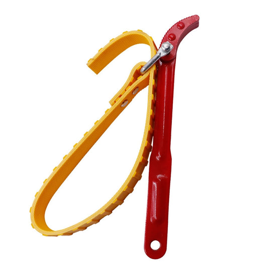 Water purifier belt wrench with yellow belt loop and red handle