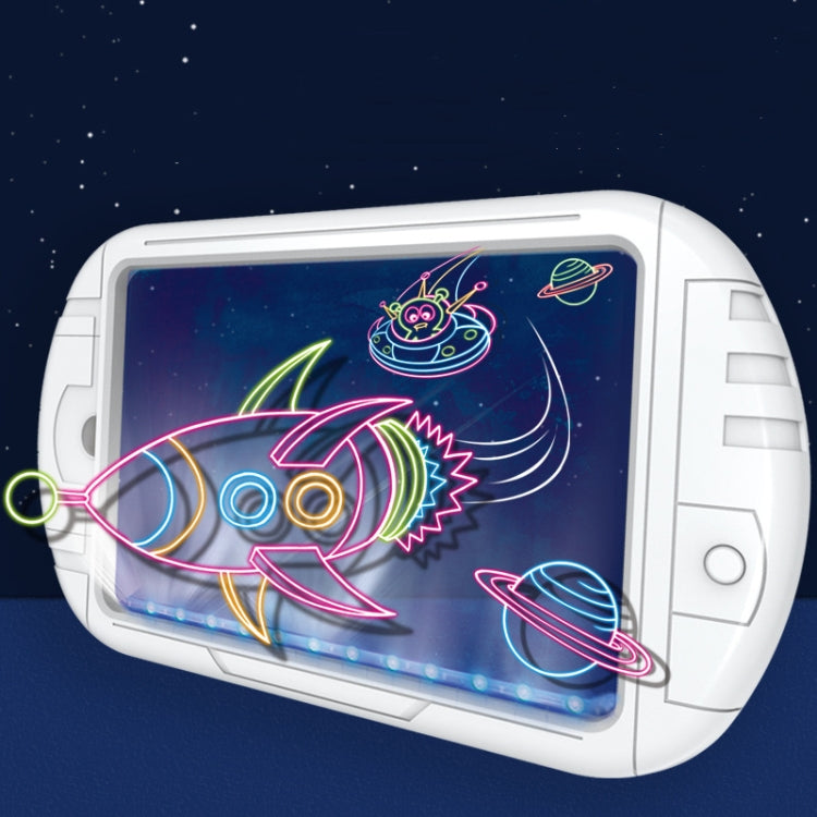 Luminous 3D magic drawing board with space-themed glow screen, white board