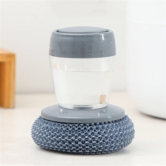 Multifunctional Push-Type Cleaning Brush Kitchen Detergent Automatic Liquid Addition Dishwashing Brush, Steel Ball Pot Brush, PET Pot Brush