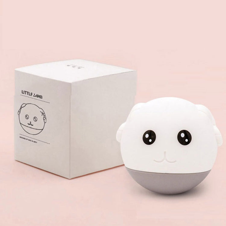 White silicone goat-shaped children's sleep night light with cute face, gray base