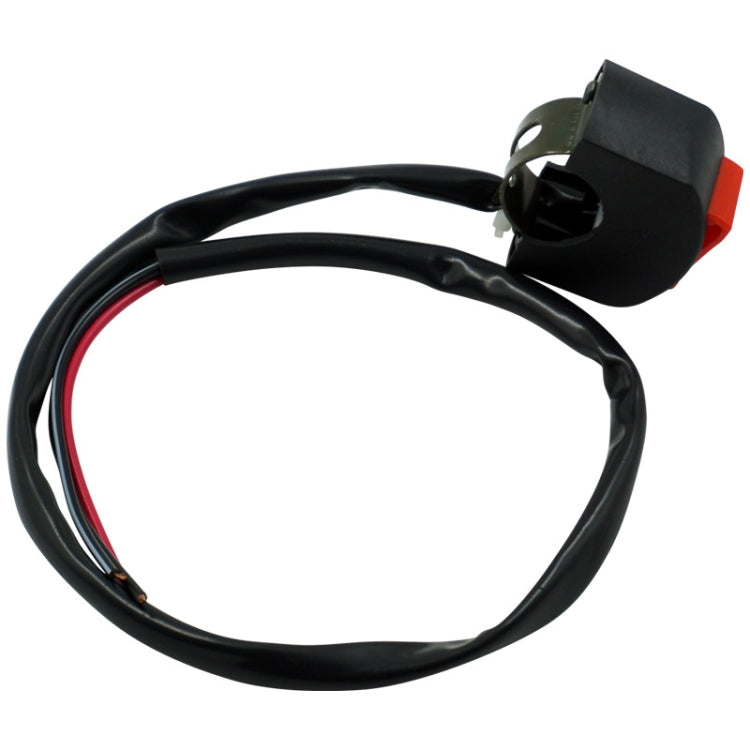 Motorcycle far/near light switch with black wiring harness and red ON/OFF panel