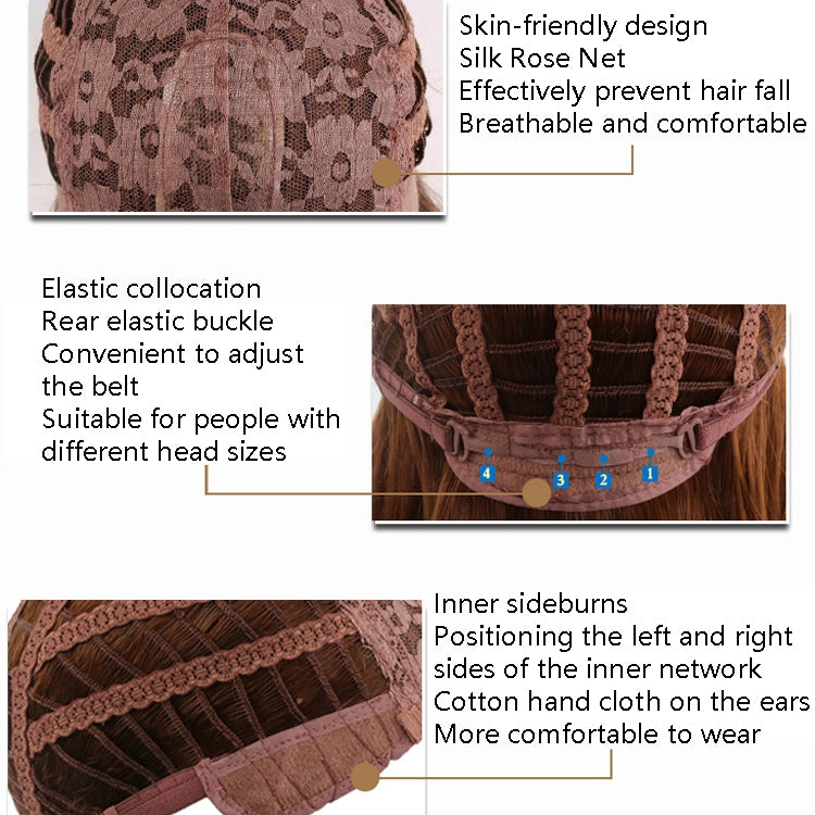 Breathable rose-pink net wig cap with elastic buckle and adjustable straps