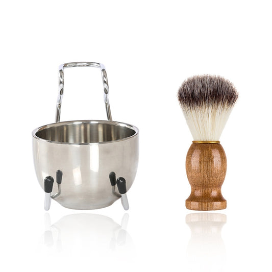 B3004 3 Pcs/Set Men Styling Tools Nylon Beard Brush Rack Foam Bowl