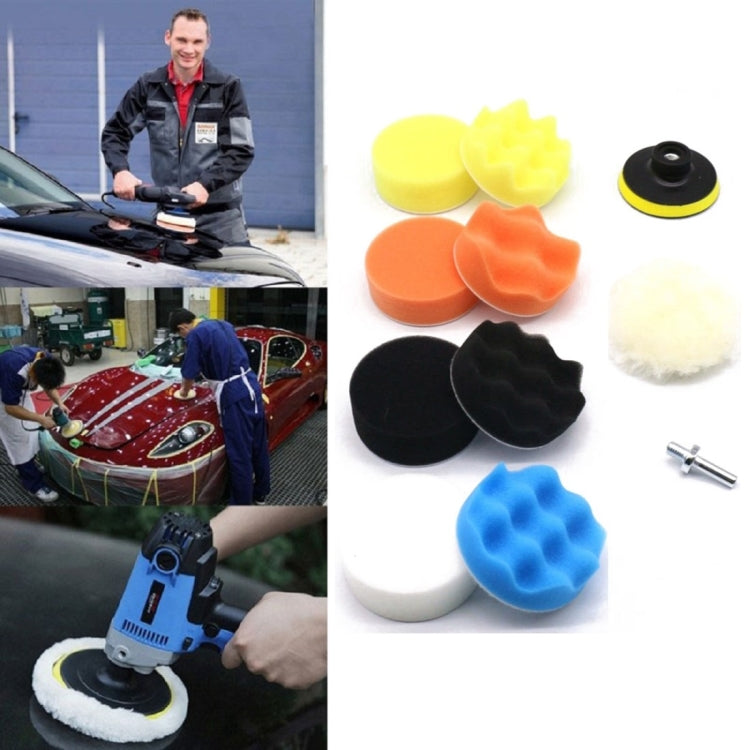 Car polishing and waxing sponge pad set with multiple colored foam pads