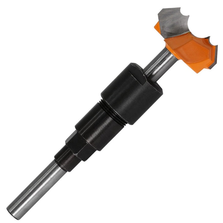 Extension rod with attached orange carving blade and silver metal shaft