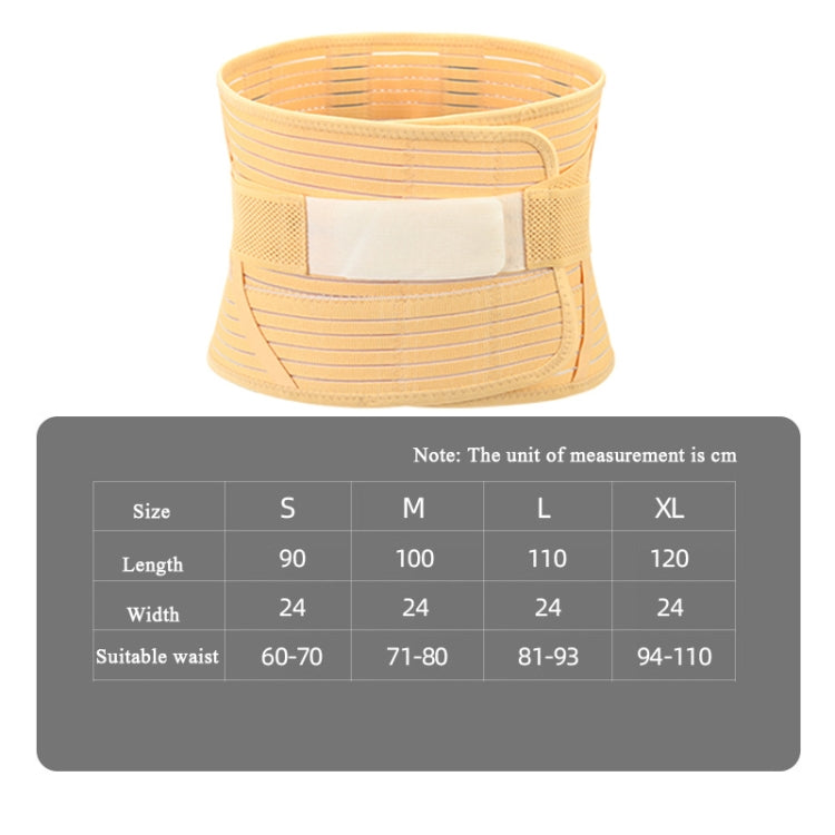 Lumbar support waist belt with size chart: light orange elastic brace