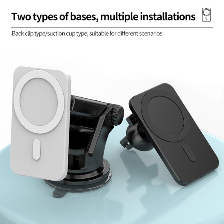 Two-tone magnetic wireless car charger holder with clip and suction base, two units