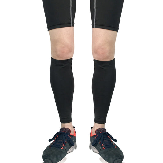 Black ankle-length compression calf sleeves, breathable athletic protective pair
