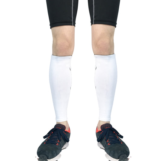 White compression calf sleeves, breathable athletic protective pair