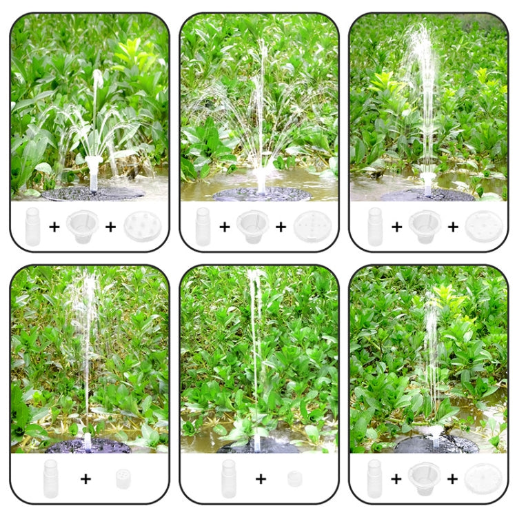Solar fountain set with multiple heads for LED-lit water jets