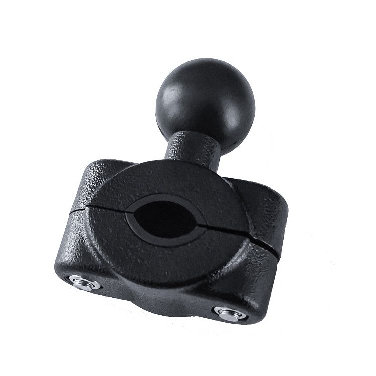Motorcycle headrest phone mount base with rubberized clamp and ball joint socket