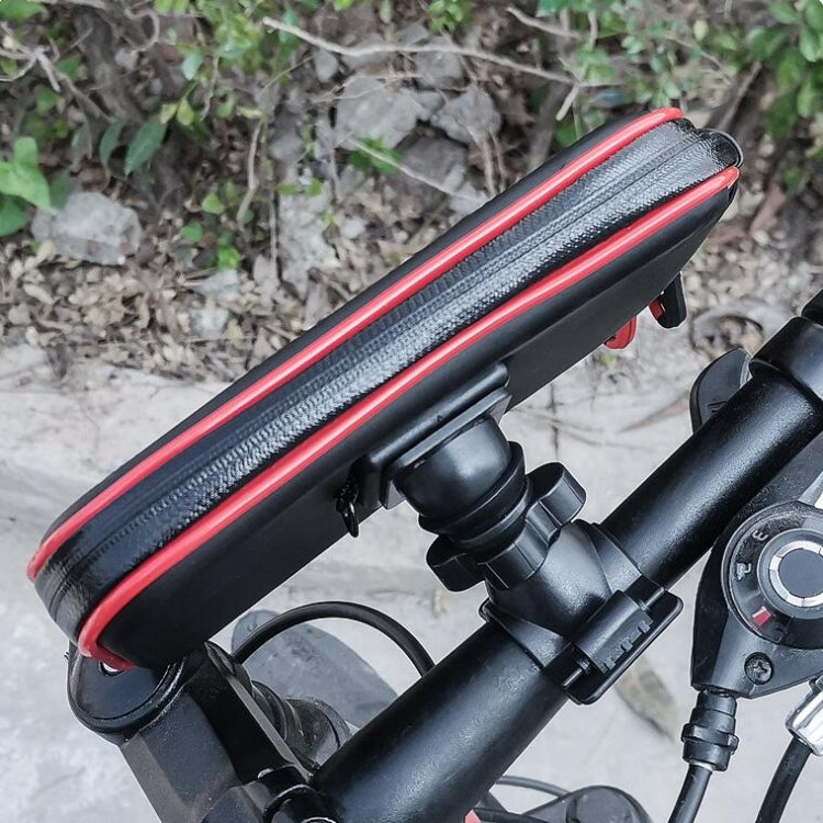 Waterproof phone bag mounted on handlebar with adjustable bracket for bike or motorcycle
