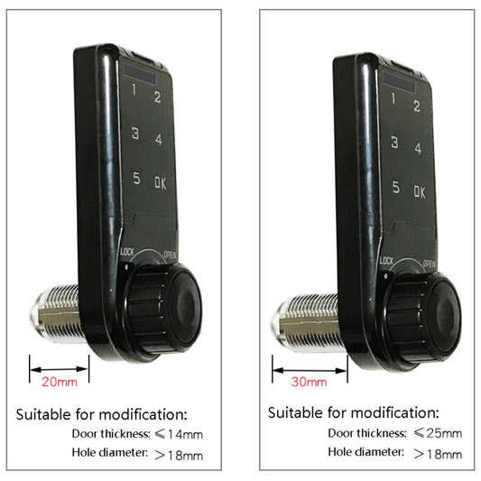 Open Hole Steel Cabinet File Cabinet Electronic Lock Drawer Mailbox Gym Cabinet Door Password Lock, 20mm, 30mm