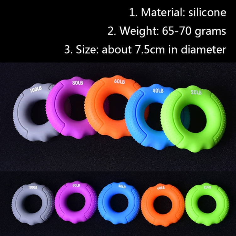 Silicone grip ring assortment with ratings 100LB, 80LB, 60LB, 40LB, and 20LB