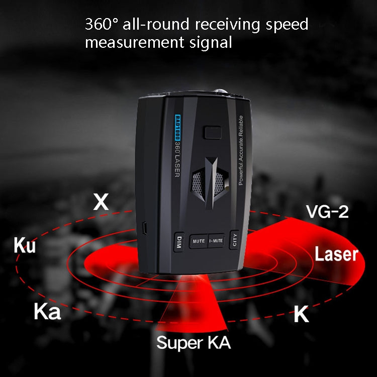 Car laser radar speed detector with glowing radar signal indicator, front facing.