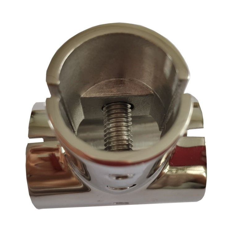 Polished 316 stainless steel pipe joint with internal threads and mounting plate