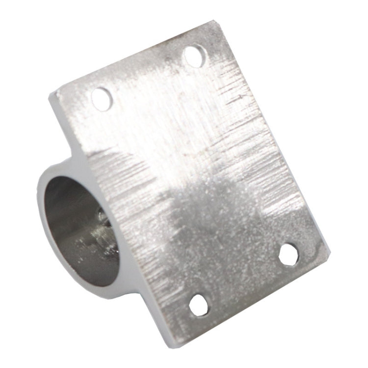 Stainless steel mounting plate bracket with circular tube end and four bolt holes