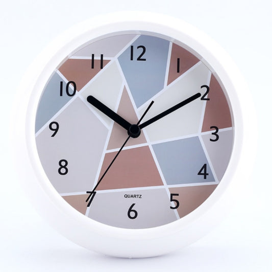 Round white waterproof clock with black hands, Arabic numerals, and multicolor dial segments