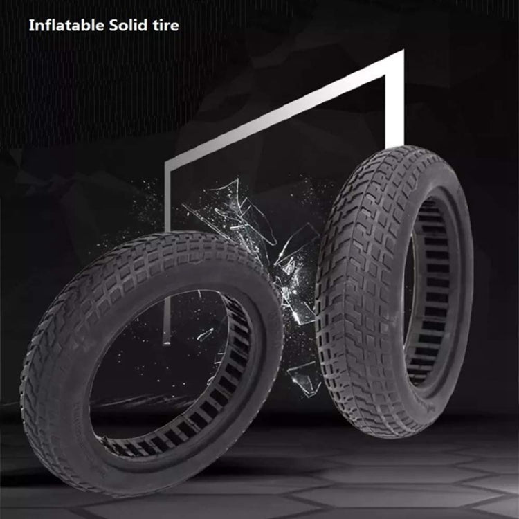 8.5-inch scooter tires with chunky tread blocks and hollow inner rim.