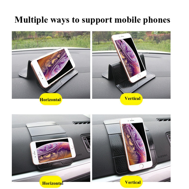 Car anti-slip phone mat with folding slots for horizontal and vertical support