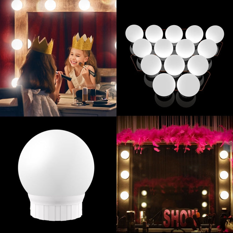 White globe LED bulb array for mirror lighting and single bulb close-up