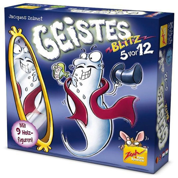 Geistesblitz 5 before 12 board game box with illustrated ghost and cat characters
