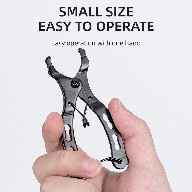 Two-way bayonet disassembly pliers compact size, one-hand operation with black grip arms