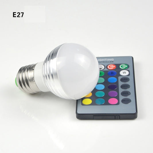 3W RGB LED Bulb 16 Color Magic Night Lamp Dimmable Stage Light with 24-keys Remote Control, E27 3W, E14 3W